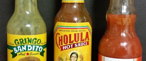 Gringo Bandito , Cholula Chili Lime and Frank's Red Hot Original Hot Sauces